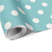 Papier Cadeau Points bleu clair et blanc design simple (Coin rond)