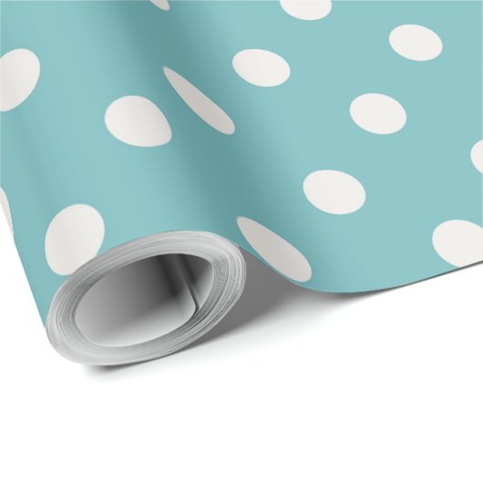 Papier Cadeau Points bleu clair et blanc design simple (Coin rond)