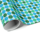 Papier Cadeau Points bleu turquoise rétro Motif géométrique (Coin rond)