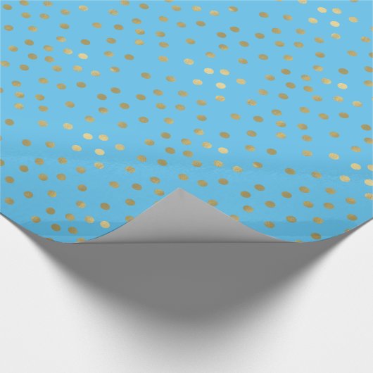 Papier Cadeau Points bleus de confettis d'or d'Aqua (Coin)
