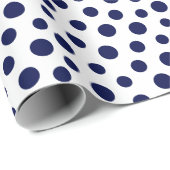 Papier Cadeau Points bleus de la marine sur papier à envelopper  (Coin rond)