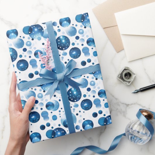 Papier Cadeau Points bleus sur fond blanc (Cadeaux)