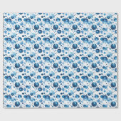Papier Cadeau Points bleus sur fond blanc (Plat)