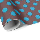 Papier Cadeau Points bleus sur fond marron (Coin rond)