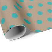 Papier Cadeau Points bleus Turquoises de Noël Rustique Kraft (Coin rond)