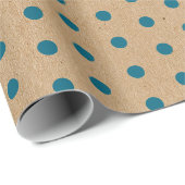 Papier Cadeau Points bleus Turquoises foncés verts Faux Rustique (Coin rond)