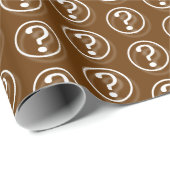 Papier Cadeau Points Brown blancs des questions (Coin rond)