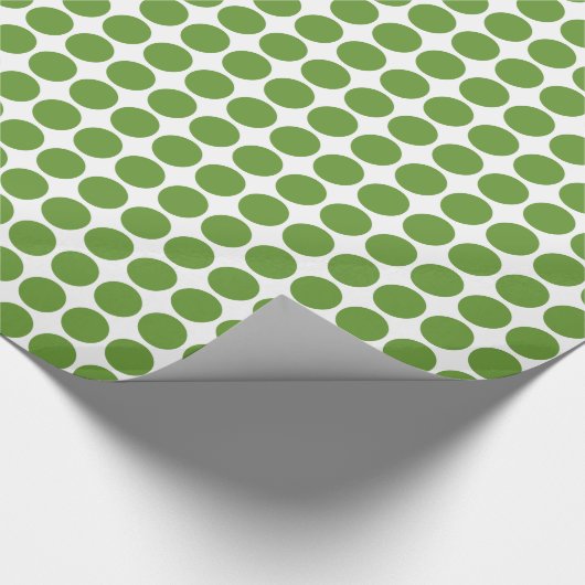Papier Cadeau Points Cercle - Avocado vert sur blanc (Coin)