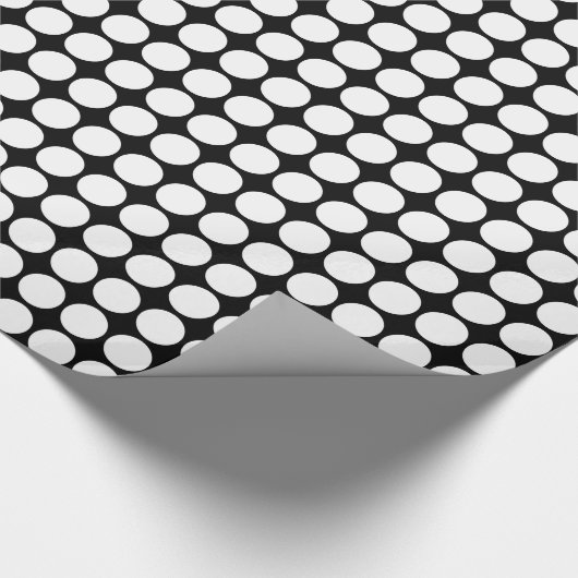 Papier Cadeau Points Cercle - Blanc sur Noir (Coin)