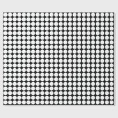 Papier Cadeau Points Cercle - Blanc sur Noir (Plat)