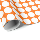 Papier Cadeau Points Cercle - Blanc sur orange (Coin rond)