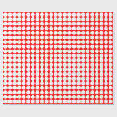 Papier Cadeau Points Cercle - Blanc sur rouge (Plat)
