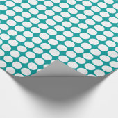 Papier Cadeau Points Cercle - Blanc sur Turquoise (Coin)