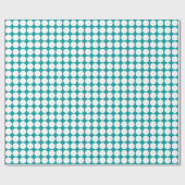 Papier Cadeau Points Cercle - Blanc sur Turquoise (Plat)