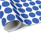 Papier Cadeau Points Cercle - Bleu Marine sur Blanc (Coin rond)