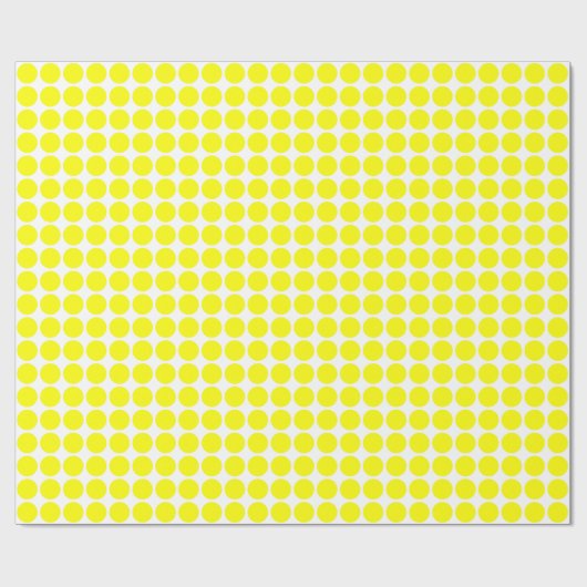 Papier Cadeau Points Cercle - Jaune sur Blanc (Plat)