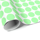 Papier Cadeau Points Cercle - Mint vert sur blanc (Coin rond)