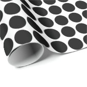 Papier Cadeau Points Cercle - Noir sur Blanc (Coin rond)