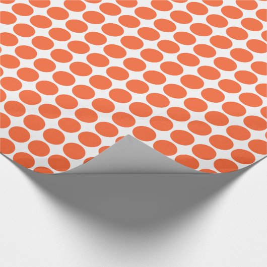 Papier Cadeau Points Cercle - Orange Automne sur Blanc (Coin)