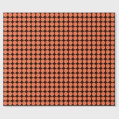 Papier Cadeau Points Cercle - Orange Automne sur Noir (Plat)