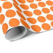 Papier Cadeau Points Cercle - Orange sur Blanc (Coin rond)