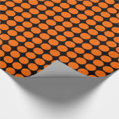 Papier Cadeau Points Cercle - Orange sur Noir (Coin)