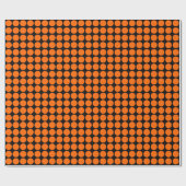 Papier Cadeau Points Cercle - Orange sur Noir (Plat)
