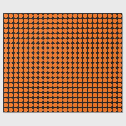 Papier Cadeau Points Cercle - Orange sur Noir (Plat)