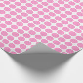 Papier Cadeau Points Cercle - Rose sur Blanc (Coin)