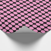 Papier Cadeau Points Cercle - Rose sur Noir (Coin)
