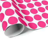 Papier Cadeau Points Cercle - Rouge néon sur blanc (Coin rond)