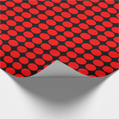 Papier Cadeau Points Cercle - Rouge sur Noir (Coin)