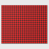 Papier Cadeau Points Cercle - Rouge sur Noir (Plat)