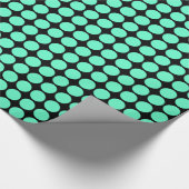 Papier Cadeau Points Cercle - Turquoise sur Noir (Coin)