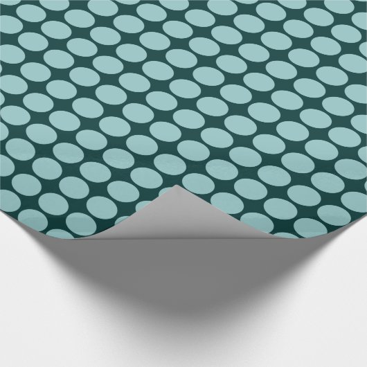 Papier Cadeau Points Cercle - Vert clair sur Vert foncé (Coin)