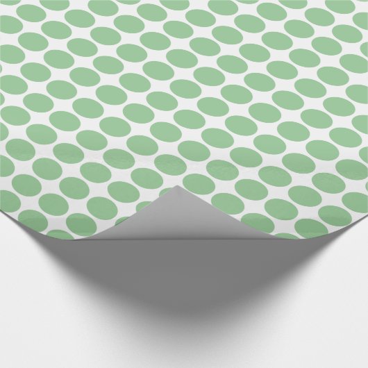 Papier Cadeau Points Cercle - Vert fané sur blanc (Coin)