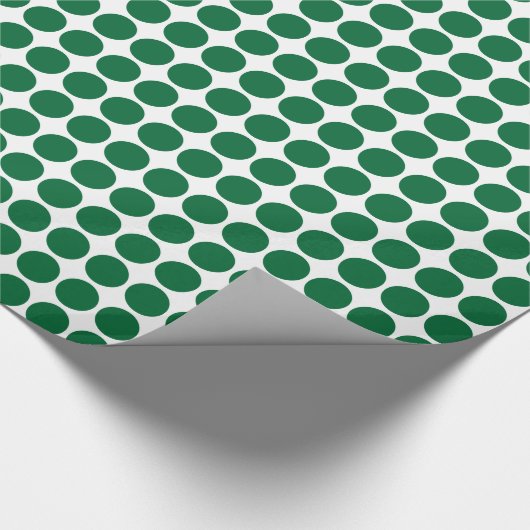 Papier Cadeau Points Cercle - Vert Forêt sur Blanc (Coin)