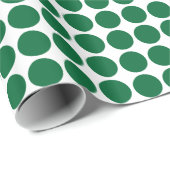 Papier Cadeau Points Cercle - Vert Forêt sur Blanc (Coin rond)