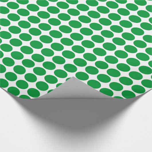 Papier Cadeau Points Cercle - Vert herbe sur blanc (Coin)