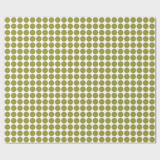 Papier Cadeau Points Cercle - Vert olive sur blanc (Plat)