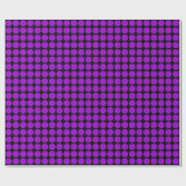 Papier Cadeau Points Cercle - Violet sur Noir (Plat)