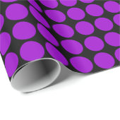 Papier Cadeau Points Cercle - Violet sur Noir (Coin rond)