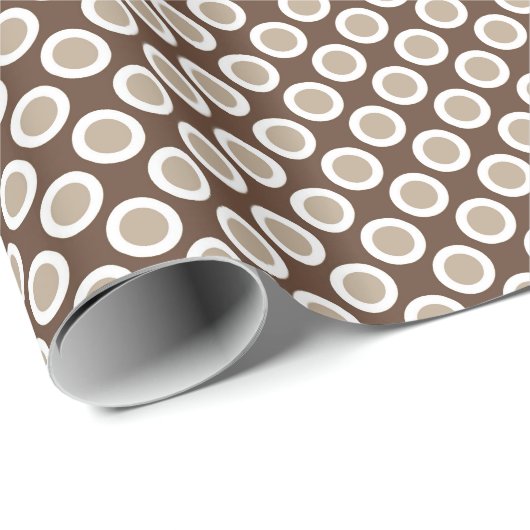 Papier Cadeau Points cirqués rétro, tons taupe (Coin rond)