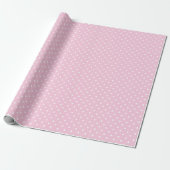 Papier Cadeau Points classiques Blanc - Rose clair (Déroulé)