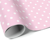 Papier Cadeau Points classiques Blanc - Rose clair (Coin rond)