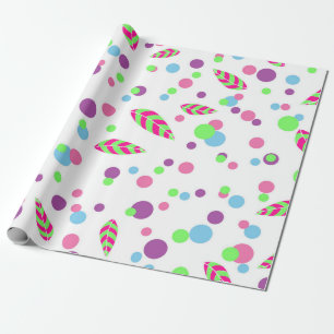 Papier Cadeau points colorés avec enveloppement cadeau feuille