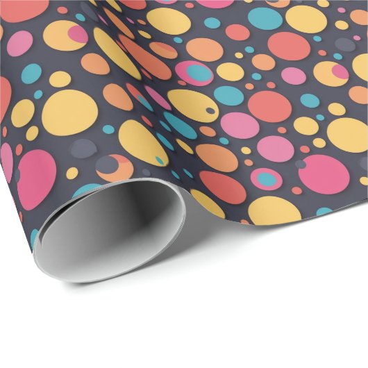 Papier Cadeau Points colorés géants (Coin rond)