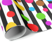 Papier Cadeau Points colorés rayures (Coin rond)