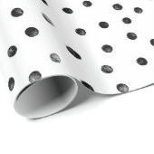 Papier Cadeau Points Confetti Noir Et Blanc (Coin rond)