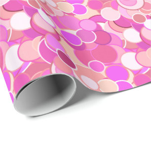 Papier Cadeau Points confettis du milieu du siècle - corail et r